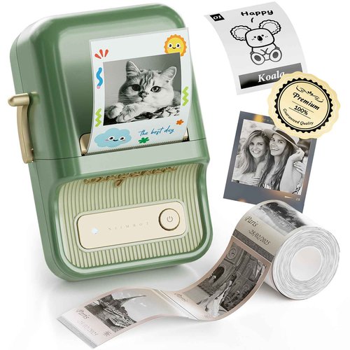 NIIMBOT B21 Pro Label Maker, 300DPI HD Label Printer, Ideal for Notes,Photos, Study Graphics, Memo Maker,50x30mm Label,230Pcs(Pine Green)