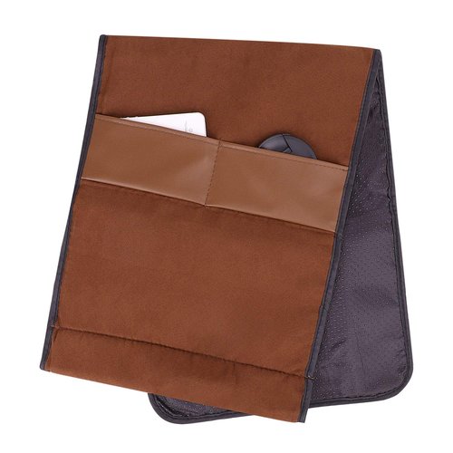Luxury Leather Sofa Armrest Organizer, Non-slip Couch Sofa Chair Caddy with 5 Pockets for Phone, Book, Magazines, Tablet, Remote Control Holder Recliner Couch Tidy Hanging Storage Bag Arm Chair Tray