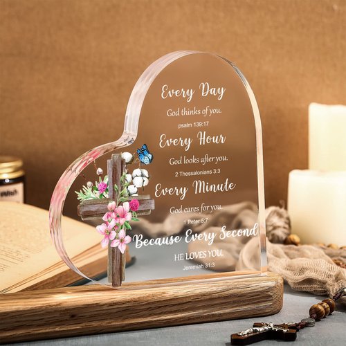 Acrylic Christian Gifts for Women Inspirational Religious Scripture Gifts with Bible Verse Prayers for Women Men Friends Valentines Birthday (Classic Style)