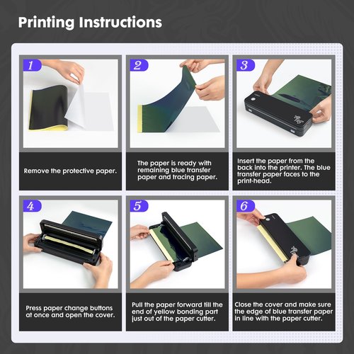 leginico Tattoo Stencil Printer with 40pcs Transfer Paper, Bluetooth Thermal Tattoo Printer Machine for Beginners & Artists, Compatible with Android & iOS, PC