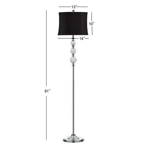 SAFAVIEH Lighting Collection Venezia Clear Crystal/ Black Shade 61-inch Living Room Bedroom Home Office Standing Floor Lamp (LED Bulb Included)
