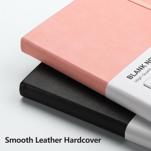 RETTACY A5 Blank Journal Notebook - Leather Hardcover, 192 Pages, 100 GSM Thick Paper | Pink for Sketching & Drawing