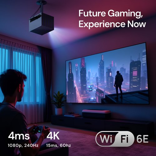 Valerion StreamMaster Plus 4K Triple Laser Projector, 2X Faster Performance, 4ms Lag-Free Gaming, TV-Rich Streaming, 300" IMAX, HDR10+, AI 4K UHD, Voice Control, with Active 3D, Dolby Vision&Atmos