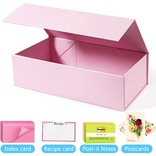 3x5 Index Card Holder Pink Card File Box Organizer, Hold 1200 3x5-Inch Flash Cards- 2 Pack Pink