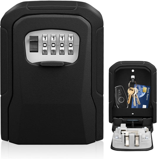 Skiennix Key Lock Box - Wall-Mounted Security Safe with Resettable Combination Lock | Ideal for Home & Office