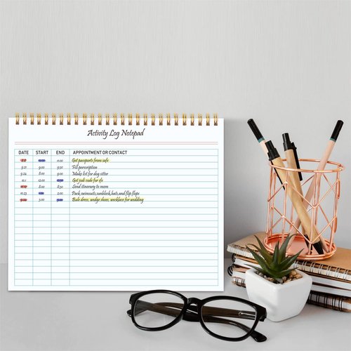 Activity Log Notepad, Spiral Activity Log Book for Business Work with Checklist, Organized Time Spending, Appointment or Contact. 8.5 x 11 Inch,Thick Paper, Hard Backing(2 pieces)