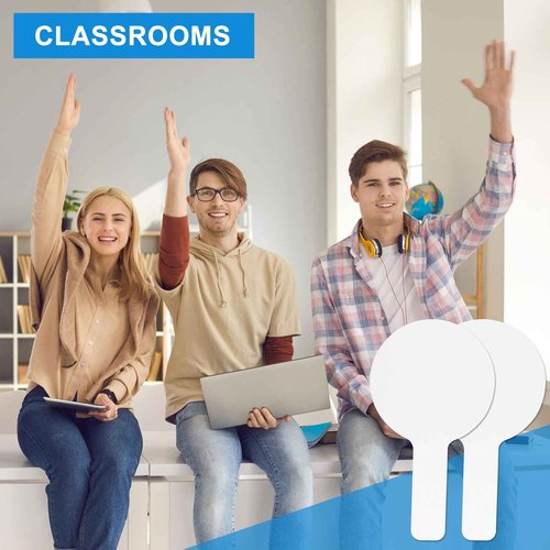 PATIKIL 9x5in Thickened Dry Erase Paddles, 48Pcs Handheld Double Side Circle Answer Paddle Dry Erase Boards for Voting Game Teaching Classroom Office Party
