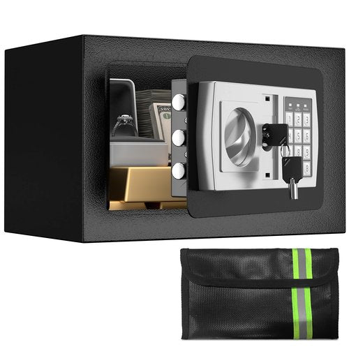 NICEGDLT 0.43 Cu Personal Safety Box, Small Fireproof Safes for Home with Fireproof Bag for Money Jewelry, Digital Security Safe box with lock for Home Office