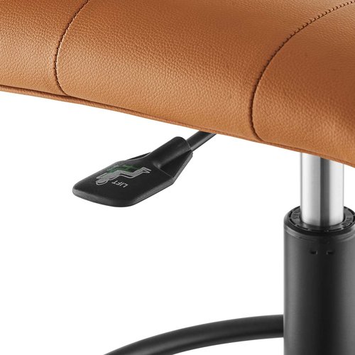Modway Prim Armless Vegan Leather Drafting Chair in Black Tan