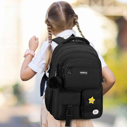 kadilong 17.3 Inch Laptop Backpack for Women Teen Girls Bookbag for College Student Middle High School Mochila Escolares para Niñas Mujeres(Black)