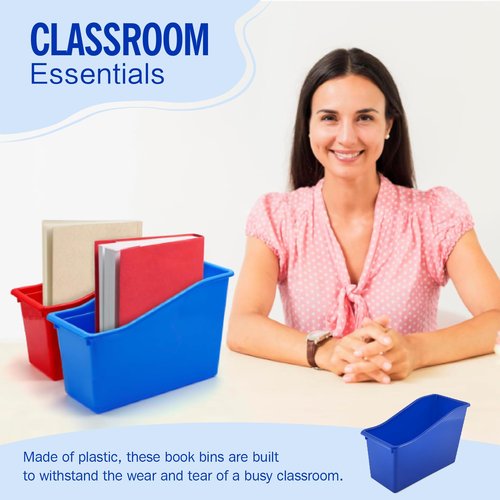 Yujanery 12 Durable Book and Binder Holder, Files Book Bins for Classroom, Plastic Vertical Storage Book Organizer Folder Office Classroom Organization Containers Supplies (Rainbow, 12 Pack)