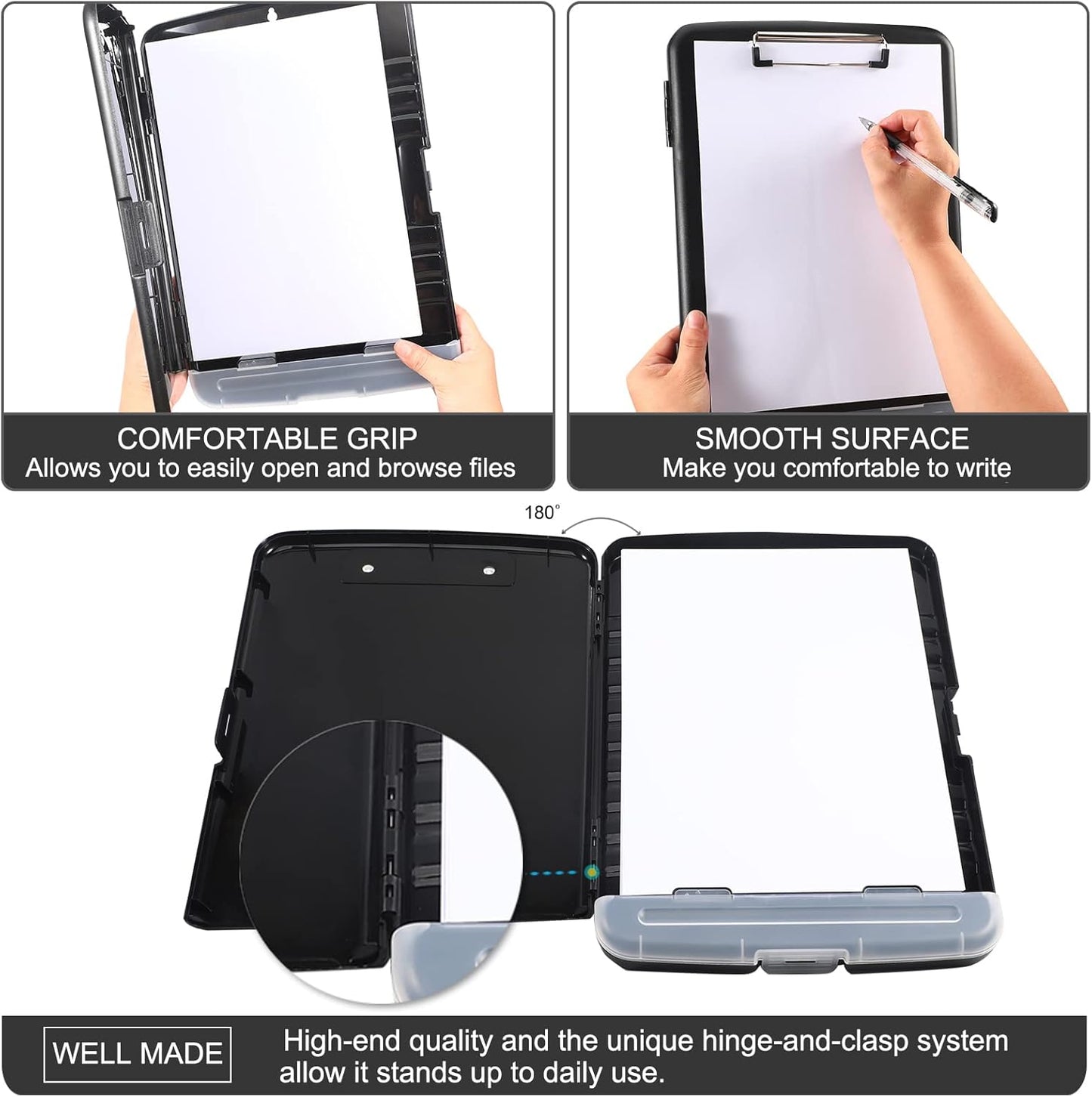 YEAHVIY Heavy-Duty Clipboard with Storage - Large Capacity, Low Profile Clip, A4 Organizer, 8.5x11 Size