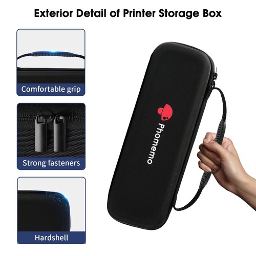 Phomemo Carrying Case, Compatible with TATTMUSE A285M/M832/M834/M835/M832D Portable Printers - Wireless Mobile Travel Storage for Printer, Paper & USB Cable - Box Only