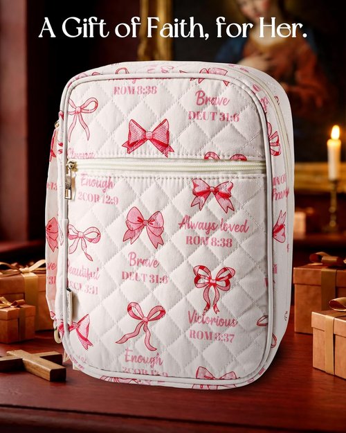 Miss Adola Bible Cover Case for Women - Quilted Organizer with Zipper Handle & Shoulder Strap | Perfect for Teens