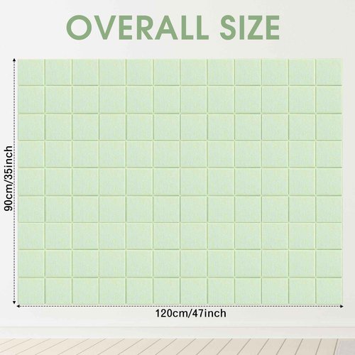 Honoson 12 Pack 48 x 36 Inches Large Cork Board Felt Wall Tiles with Safe Adhesive Large Decorative Vision Wall Board for Walls Home Office(Sage Green)