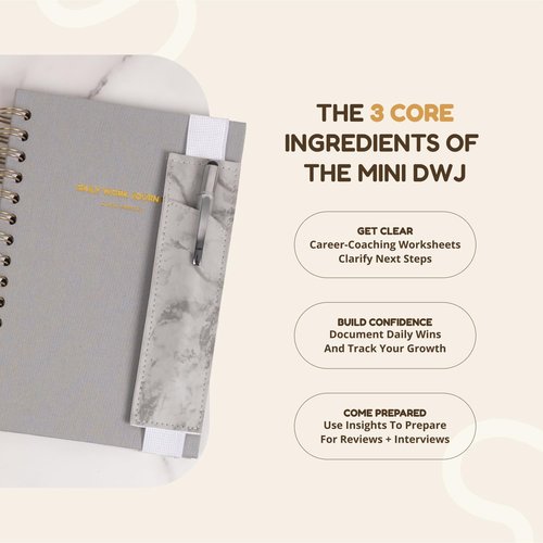Daily Work Journal – Monthly Undated Planner with 25 Guided Prompts for Career Clarity, Goal Setting & Productivity – Gray Linen Hardcover Journal for Professionals, Students & Entrepreneurs