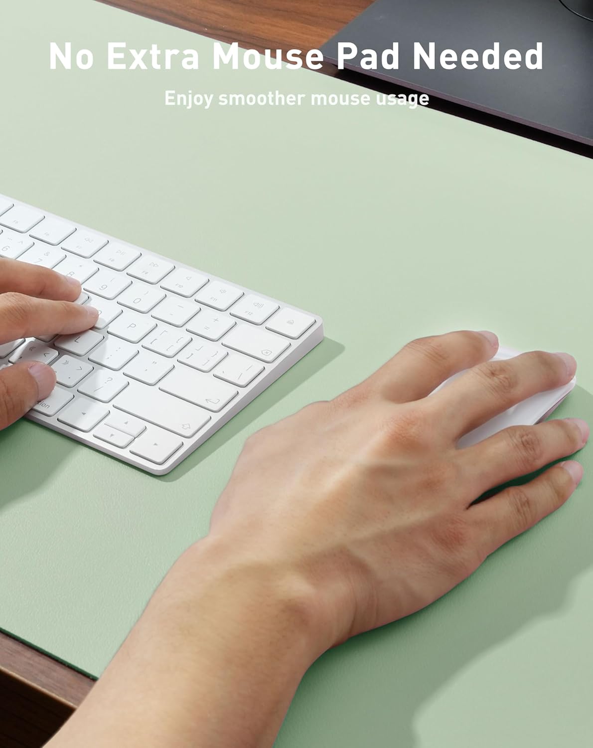 Aothia Faux Leather Desk Mat - Large Non-Slip Mouse Pad | Waterproof Writing Surface (Aqua, 42" x 17")