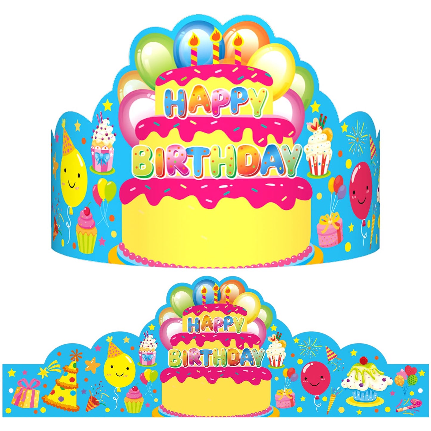 AUGTHEEP Pack of 36 Birthday Crowns for Kids - Colorful Paper Party Hats for Students Classroom School VBS Party Supplies