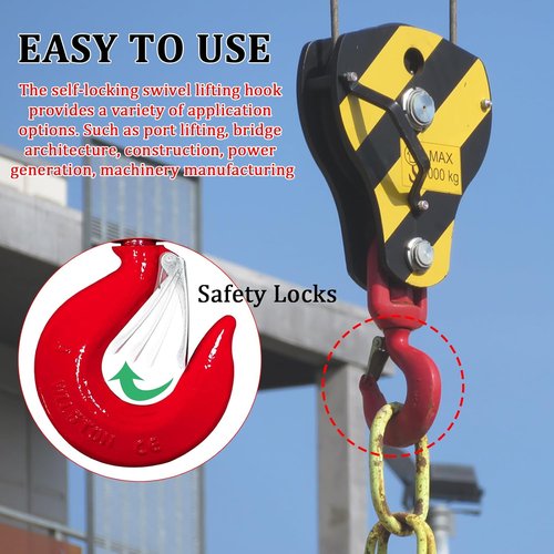 5 Ton Swivel Lifting Hook - Heavy Duty Crane Hook with Safety Latch | 11000 lbs Capacity