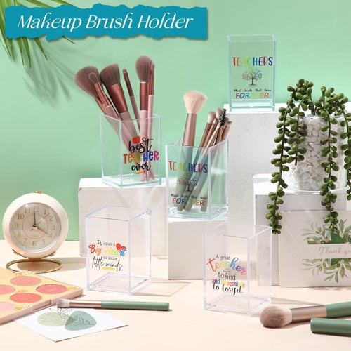 Cholemy 10 Pack Teacher Appreciation Gifts Bulk Pencil Holders Acrylic Pen Holder Desk Organizer Pencil Cup Containers for School Office Home Supplies Christmas Teacher Gifts(Clear)