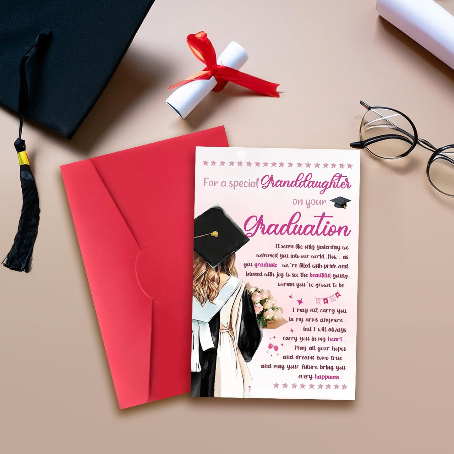 ATTLVV Graduation Gifts for Granddaughter,Granddaughter Graduation Card,8x5.3 Inches,Quick-Dry,Eco-Friendly