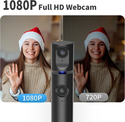 CZUR Halo Webcam - Professional 1080P USB Camera with Microphone | 90° View, Plug & Play, Windows/Mac Compatible