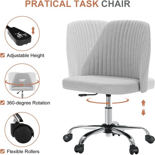 DUMOS Comfy Office Chair - Height Adjustable Swivel Desk Chair with Wheels | Classic Grey for Home & Office