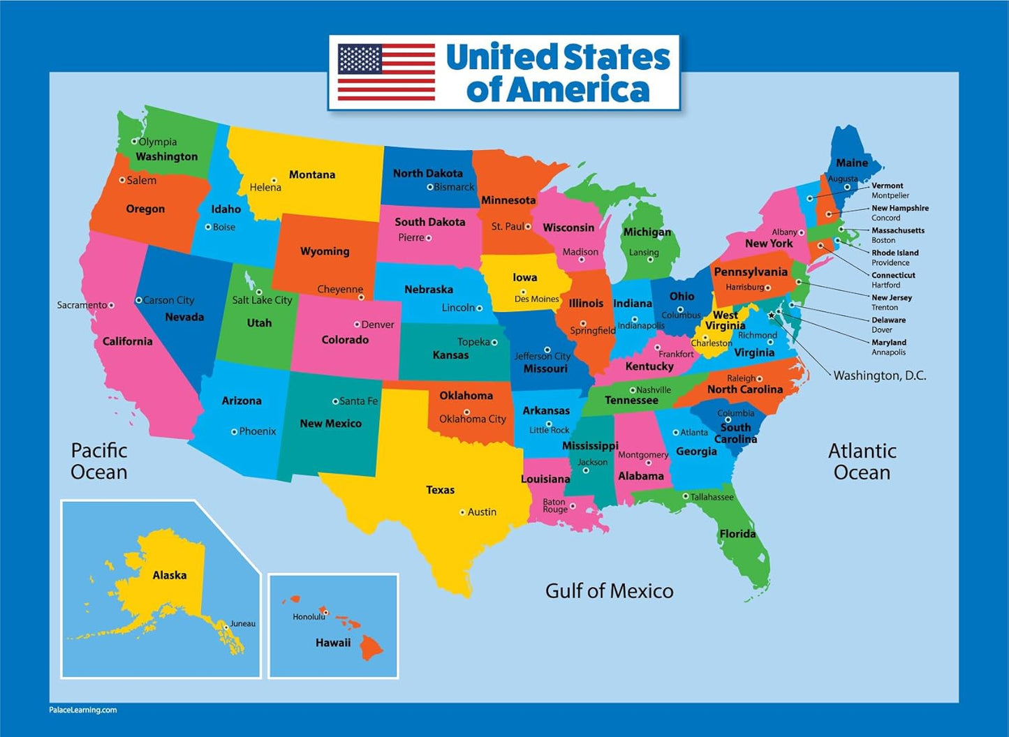World Map & USA Map for Kids - Laminated 2 Poster Set | Educational Wall Charts (18 x 24)