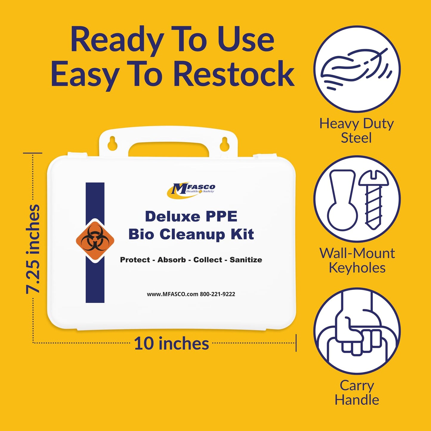 MFASCO Deluxe PPE Bio Cleanup Kit - Complete PPE & Bodily Fluid Clean-Up - Tailored for Workplace, Law Enforcement, Health Care, Nursing Home & First Responder Environments