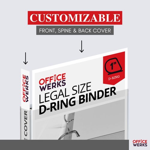 Performore - Office Werks Heavy Duty 4-Pack Legal Size View Binder - 14" x 8.5", White, 1 Inch D-Ring, Back Mount Binder