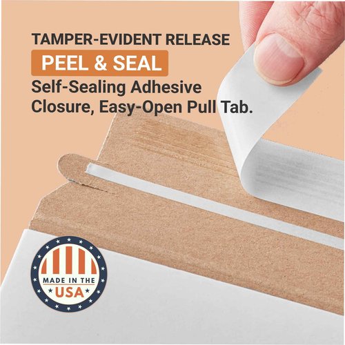 BOX USA Flat Mailer 11"L x 13.5"W 100-Pack White,Stayflat Mailer Envelope Durable Lightweight Rigid Mailers for Documents, Photos, Artwork, Shipping & Document Storage11x13.5