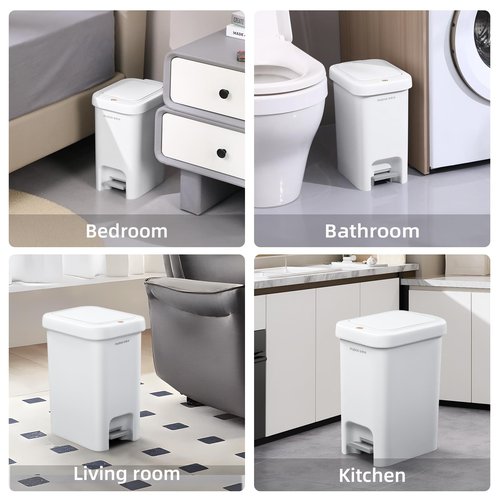 MOPALL Trash Can with Lid, Garbage Can with Press Top & Foot Pedal, Kitchen Step Trash Can, Slim Trash Bin Plastic Garbage Bin Waste Basket for Bathroom|Kitchen|Bedroom|Living Room|Office, 4.4 Gallon