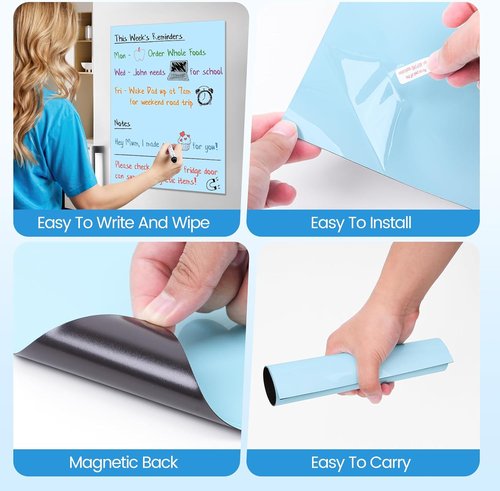 Magnetic White Board by [Brand Name] - Reusable Dry Erase Board with 4 Markers & Towel | 8.5 x 14 Inch