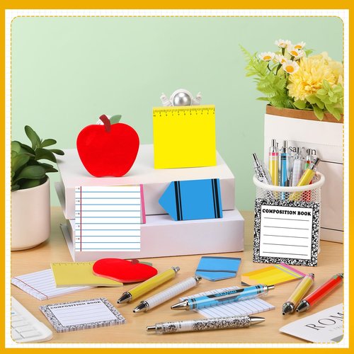 Thenshop 24 Pcs Back to School Teacher Gifts Funny Teacher Appreciation Sticky Notes Ballpoint Pen Notepad Self Adhesive Writing Thank You Gift for School Employee Classroom Office Supplies (Fresh)