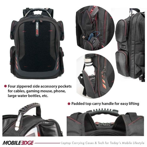 Mobile Edge CORE Gaming Laptop Backpack for 17-18 Inch Laptops with USB Charging Port and Cable, TSA-Friendly, MECGBPV1