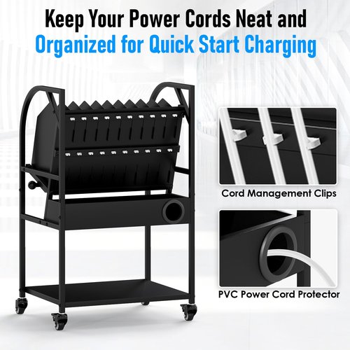 Gtouse 2 Tier Open Laptop Charging Cart with Wheels, 10 Device Mobile Charging Cart for Laptops Computers, Tablets and Chromebooks, Laptop Charging Storage Rack for Office and Classroom
