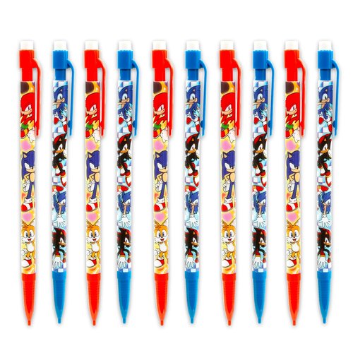 Sonic Mechanical Pencils and Erasers Party Favors Bulk, 20 Pencils and 8 Erasers for Goodie Bags, Loot Bags, Classroom Prizes Plus More | Sonic Party Supplies Kids, Boys, Girls