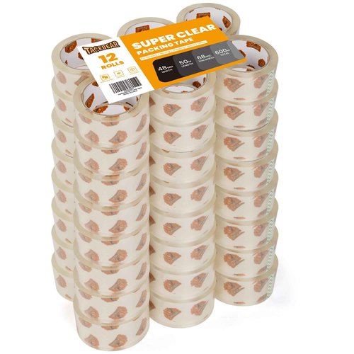 TAPEBEAR Storage Packaging Tape - 48 Rolls Super Clear 2.7mil x 1.88" x 55 Yards Packing Tape - Heavy Duty, Transparent, Long Lasting for Storage and Packing - 2640 Total Yards