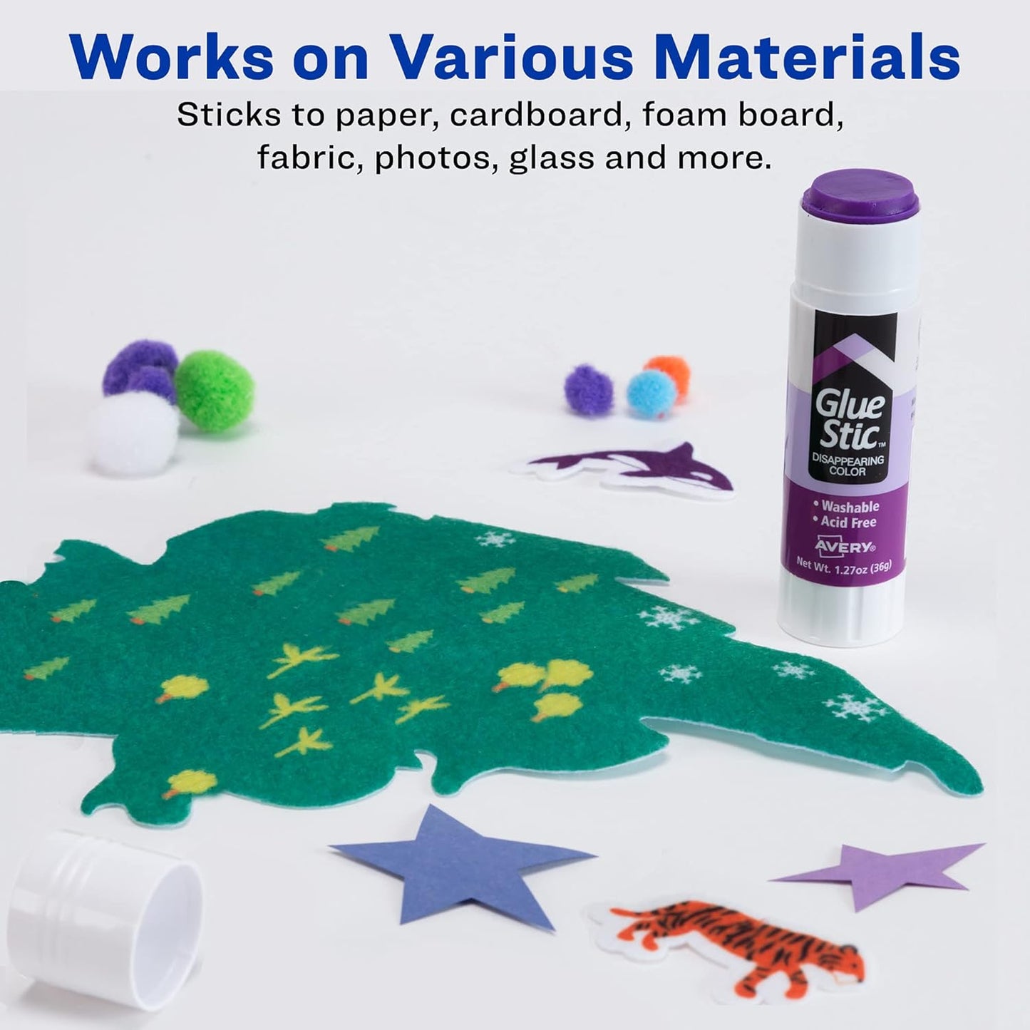 Avery Glue Stic - Disappearing Purple Washable Glue - 1.27oz, 6 Sticks Per Pack, 2-Pack Total 12
