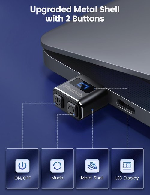Meatanty USB-C Mouse Jiggler - Undetectable Automatic Shaker with LED Screen & ON/OFF Buttons