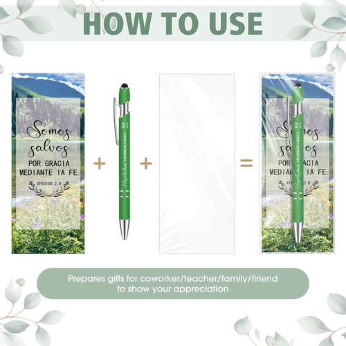 Chiisong 80 Sets Spanish Christian Gifts Bulk for Church Bible Verse Pens with Bookmarks Back to School Regalos Cristianos En Español for Religious Church Teachers