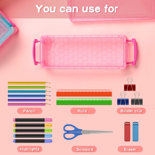 Glenmal 10 Packs Plastic Pencil Box Stackable Pencil Case Bulk Crayon Box with Snap Tight Lid Plastic Brush Painting Storage Organizer for School Office Home Supplies (Colorful)