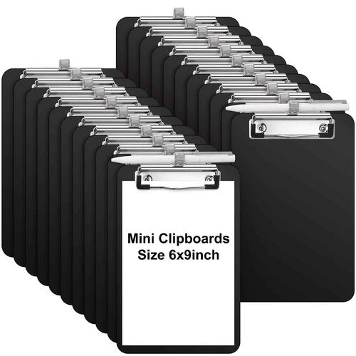 Sabary 100 Pack Bulk Mini Clipboards with Pen Holder Clip Black A5 Memo Clipboard 6x9 Plastic Check Presenters for Restaurants School Office Hotel Shopping List (Pen Not Included)