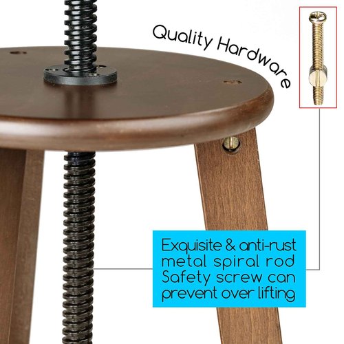 MEEDEN Walnut Drafting Stool with Solid Beech Wood, Height Adjustable Artist Studio Stool, Bar Stool, Office & Kitchen Stool, Perfect for Studio, Home Use, Bars
