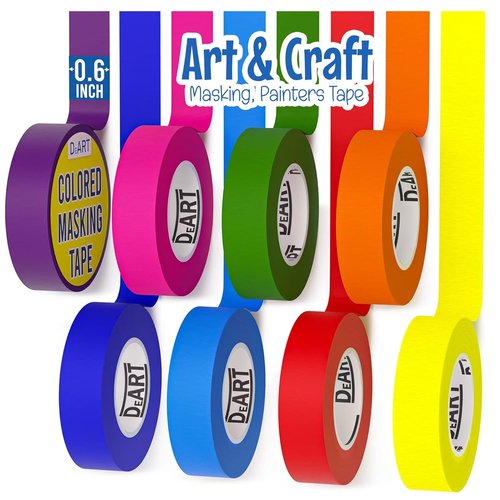 DEART 8 Pack Colored Masking Tape - Extra Large 0.6 Inch Width | 56 Yards Each Roll
