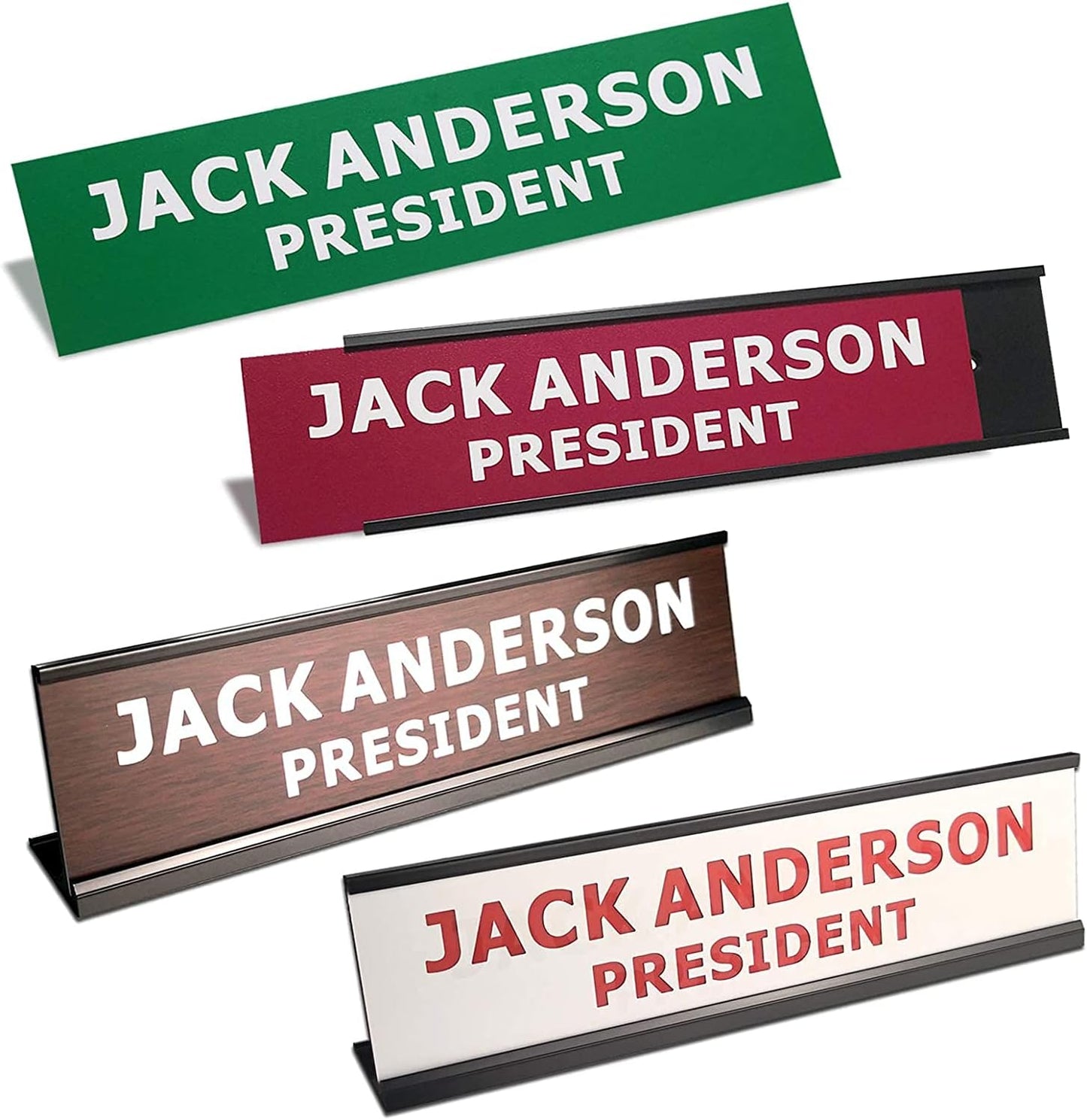 Skiennix Custom Engraved Name Plate - Personalized Office Nameplate with Wall or Desk Holder | 2" x 8" Aluminum