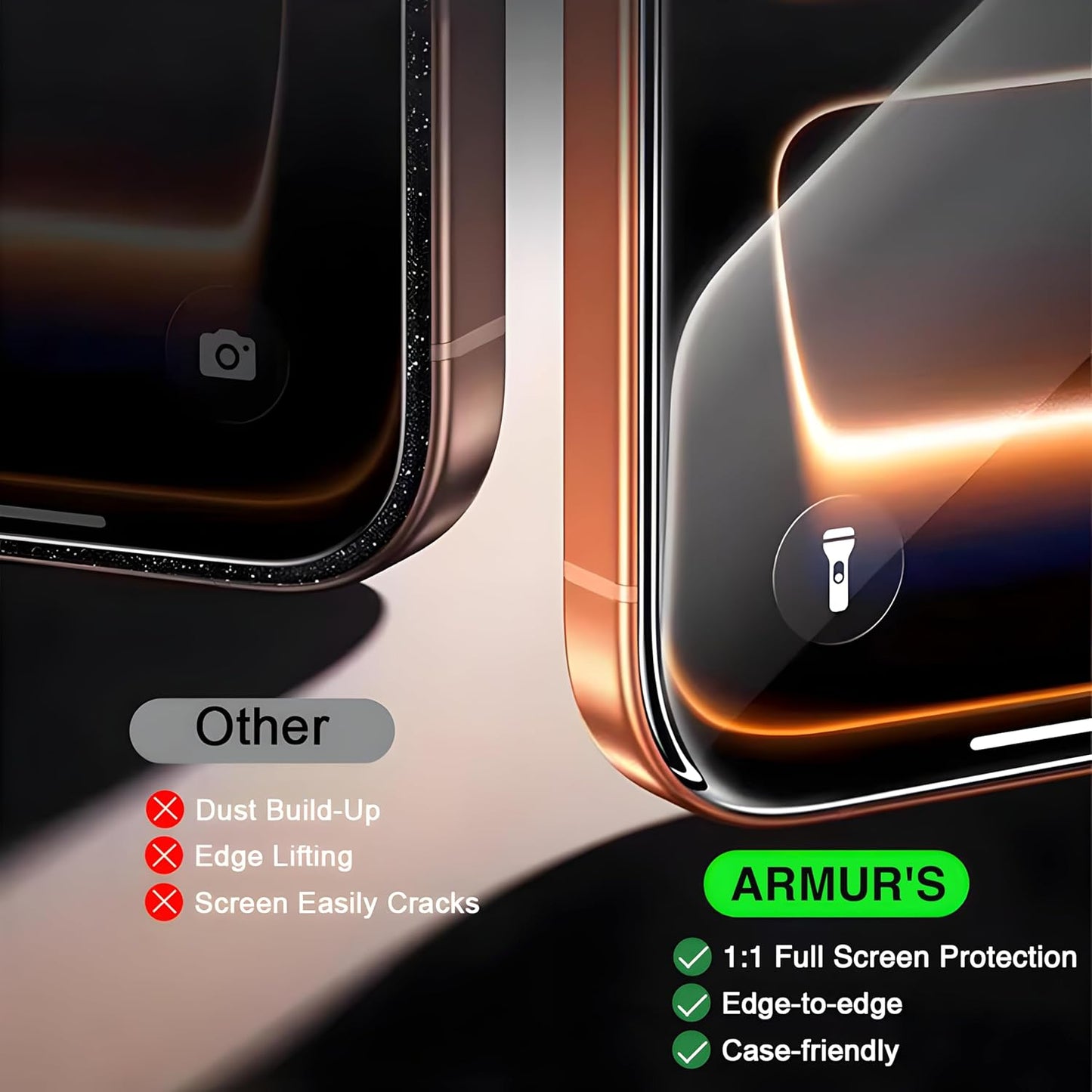 ARMUR ImpactMax 9H+ Tempered Glass Screen Protector 3-Pack for iPhone 16 6.1" – Crystal Clear, Full Edge Coverage, Military-Grade Protection, Easy Install Kit