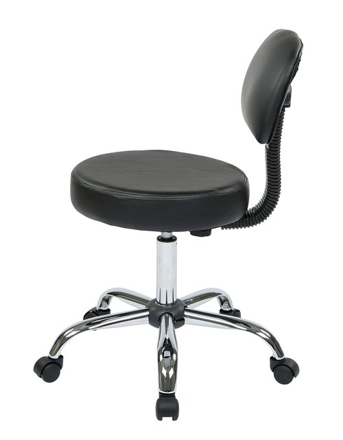 Work Smart Office Star Drafting Chair with Padded Seat, Pneumatic Height Adjustment and Heavy Duty Chrome Base, Black Vinyl