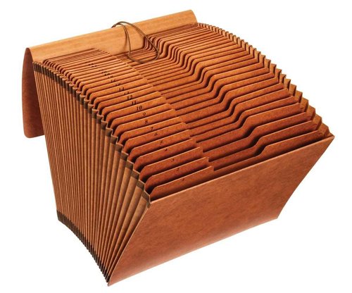 Globe Weis Globe-Weis/Pendaflex Heavy Duty 31-Pocket Expanding File with Flap, 1-31 Index, Letter Size, Brown, (R117DLHD)