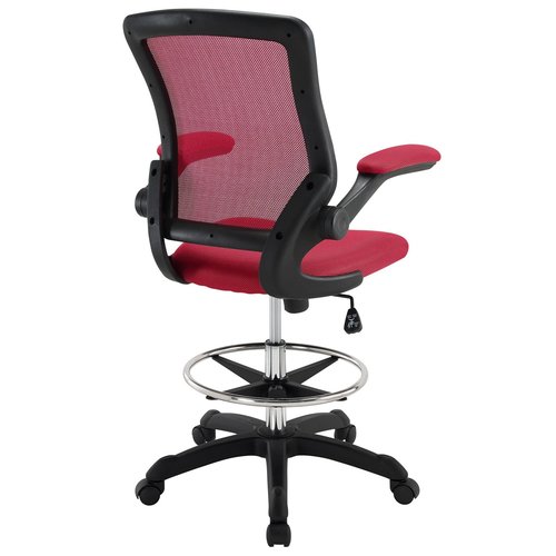 Modway MO-EEI-1423-RED Reception Desk Flip-Up Arm Drafting Chair, Nylon in Red
